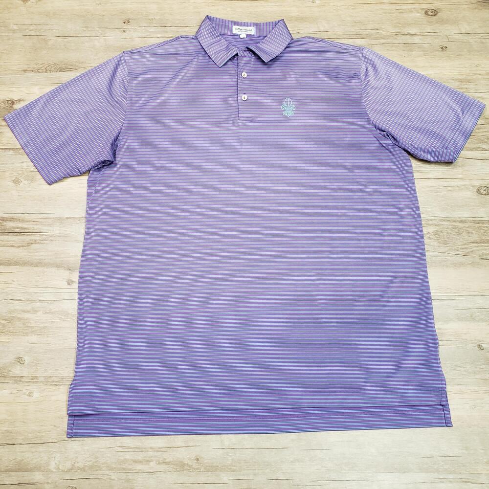 Peter Millar Summer Comfort Polo Shirt Mens XL Purple Stripe Golf LVCC Las Vegas
